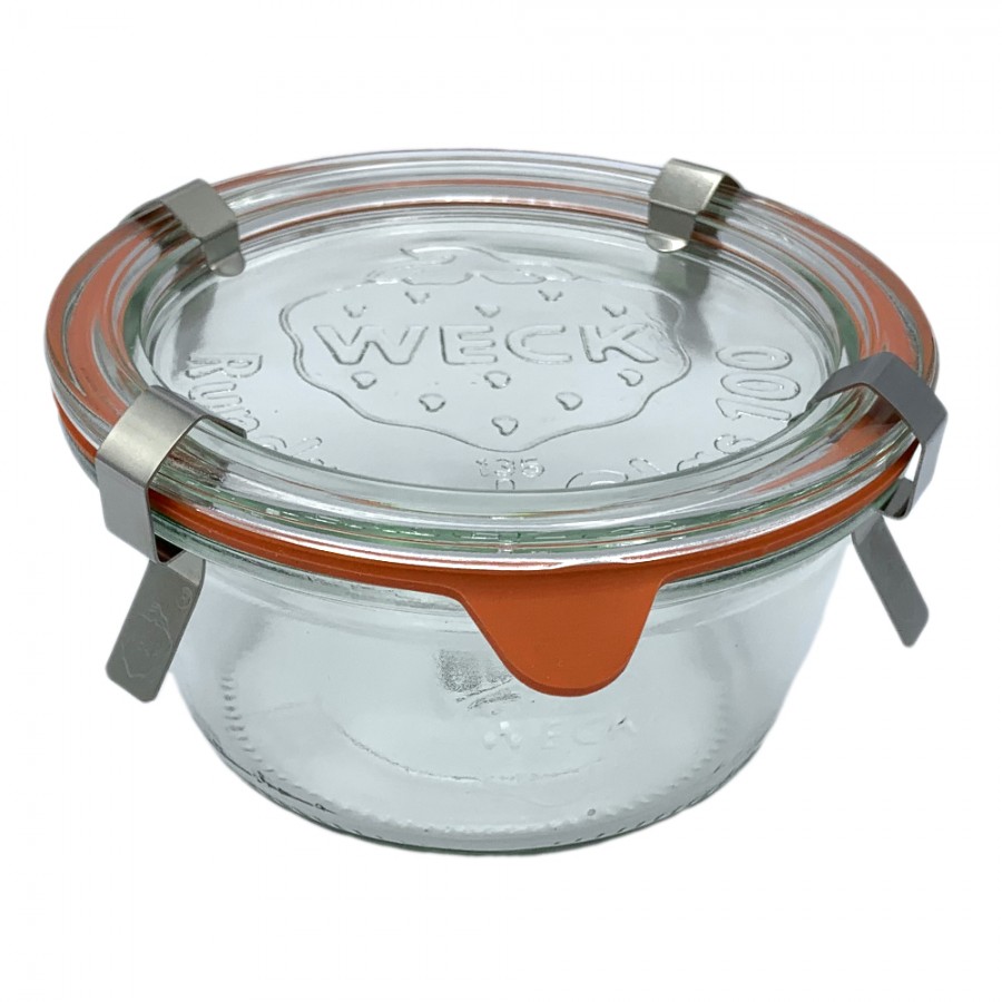 Weck Vasetto ml 580 con Coperchio 10 cm, Completo di Guarnizione e Clips,  Vetro, Trasparente