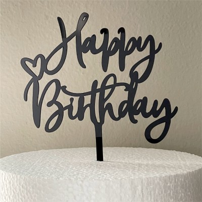 Cake topper Happy Birthday - nero