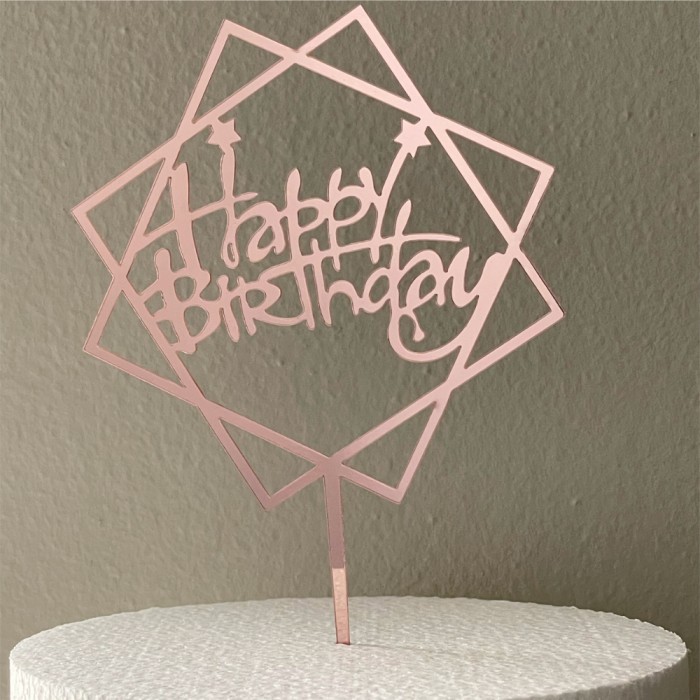 Cake topper Happy Birthday quadrati e stelle