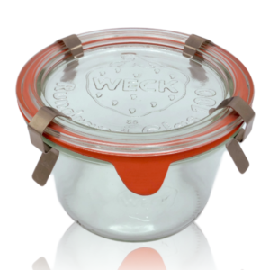 Vasetto weck in vetro serie droit con 4 ganci di chiusura e guarnizione sottile